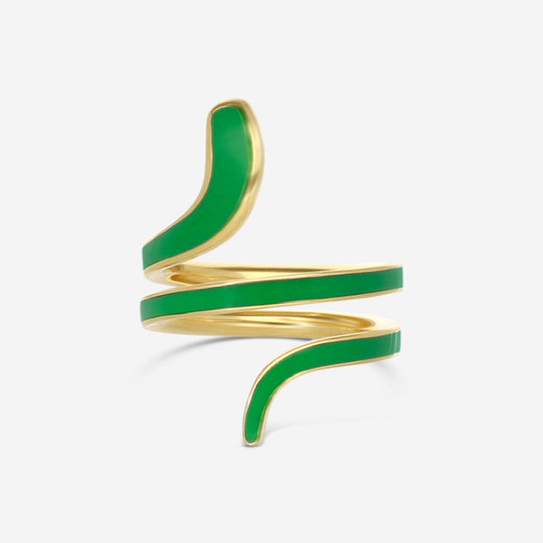 Damiani 18K Yellow Gold & Green Ceramic Diamond Band Ring Sz. 6.25 20089182 - THE SOLIST