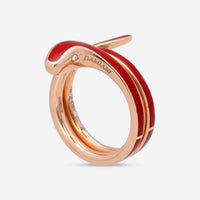 Damiani 18K Rose Gold and Red Ceramic, Diamond Snake Wrap Ring 20089183 - THE SOLIST
