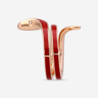 Damiani 18K Rose Gold and Red Ceramic, Diamond Snake Wrap Ring 20089183 - THE SOLIST
