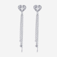 Damiani 18K White Gold, Heart Design Diamond Drop Earrings - THE SOLIST
