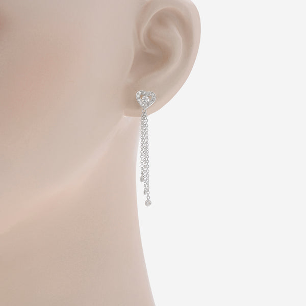 Damiani 18K White Gold, Heart Design Diamond Drop Earrings - THE SOLIST