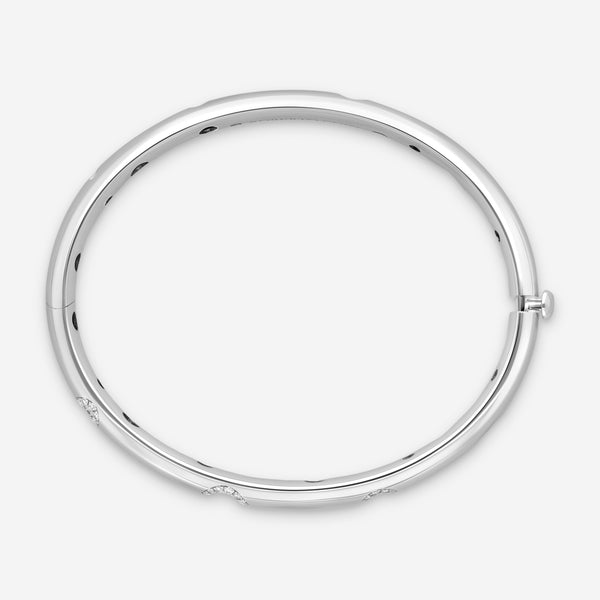Roberto Coin Pois Moi Luna 18K White Gold Diamond Outline Bangle Bracelet 883132AWBAXS