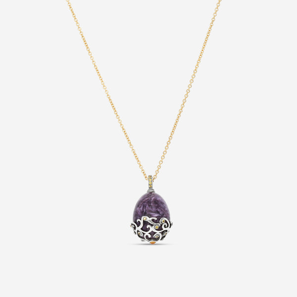 Fabergé Rococo Stoneflower Sterling Silver Garnet and Yellow Sapphires Pendant 189FP413/1 - THE SOLIST