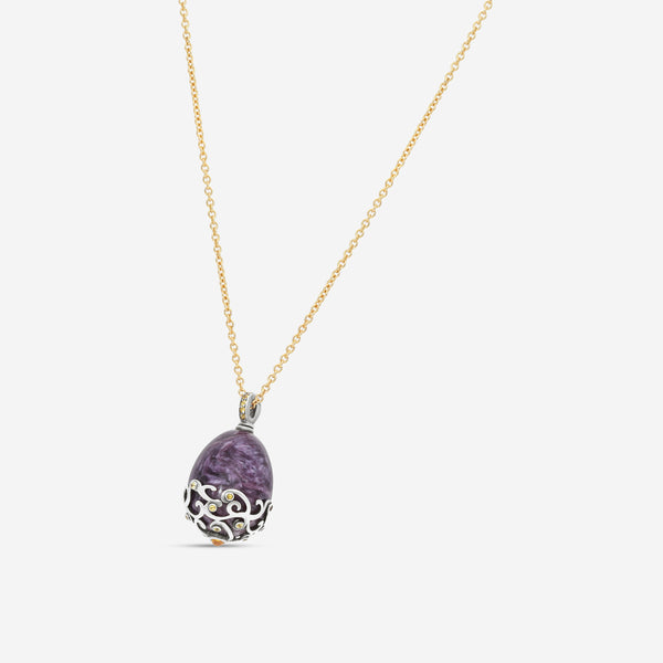 Fabergé Rococo Stoneflower Sterling Silver Garnet and Yellow Sapphires Pendant 189FP413/1 - THE SOLIST