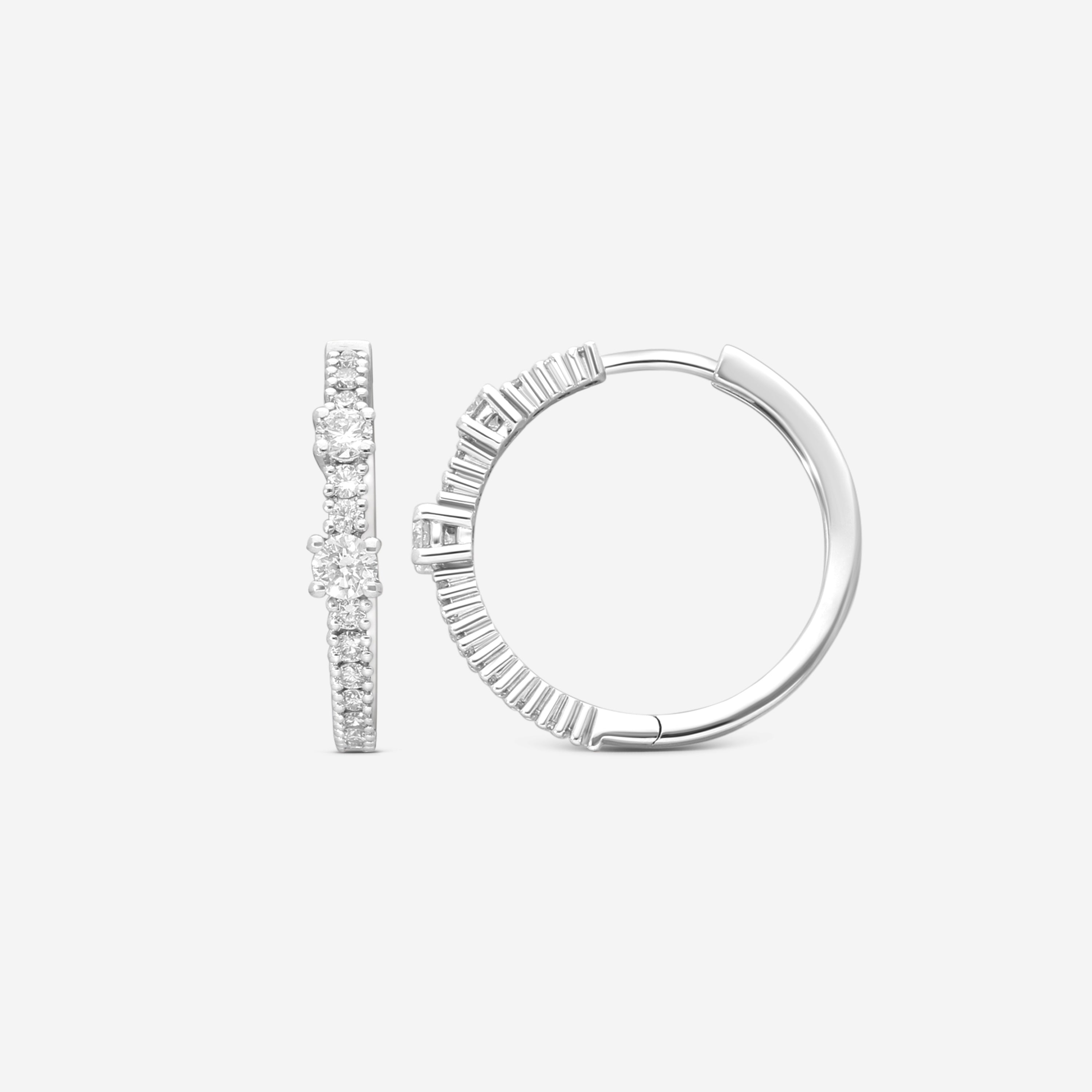 Damiani 18K Whıte Gold Diamond Hoop Earrings 20091233