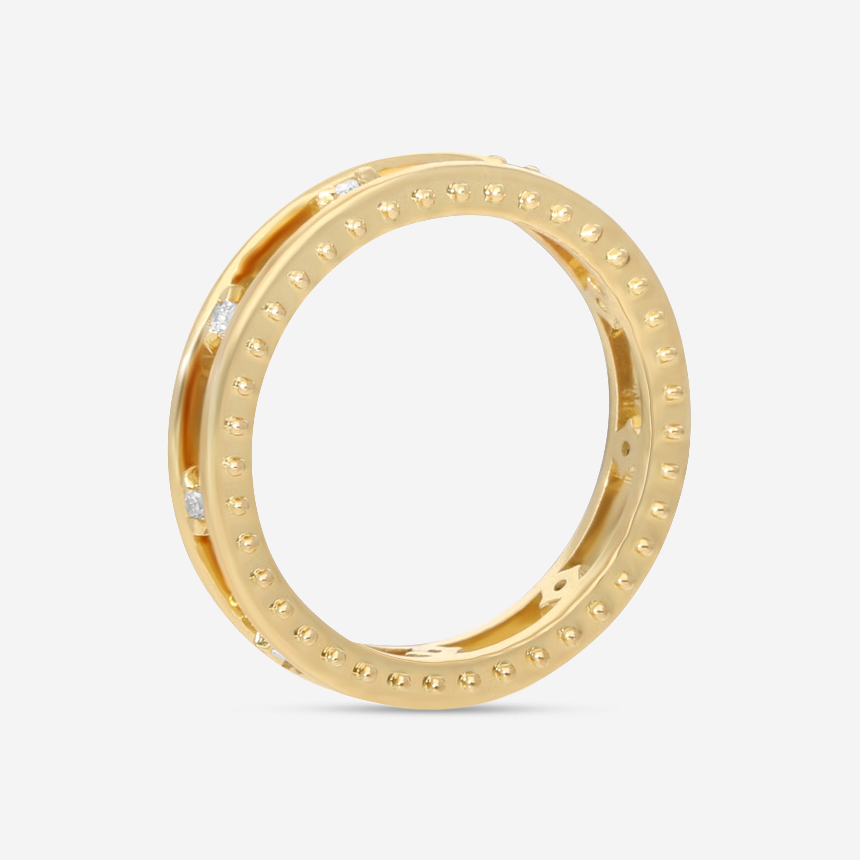 Hearts On Fire Sloane Picot 18K Yellow Gold Floating Diamond Band Ring Sz. 6.25 HP-HBA75678Y-Z65-C - THE SOLIST