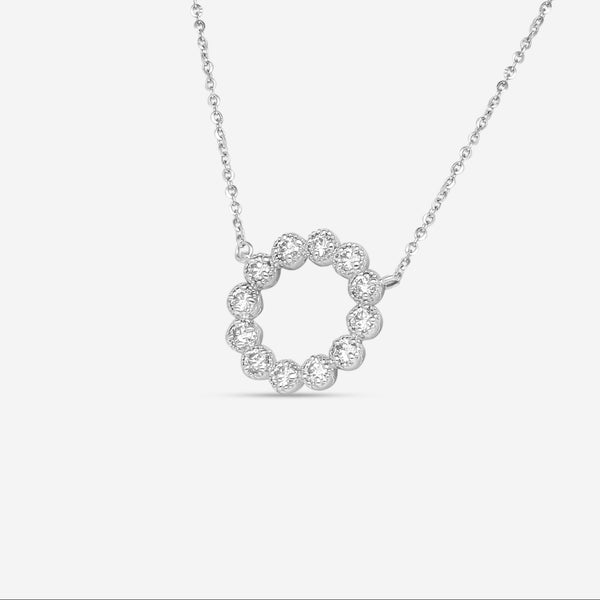 Hearts On Fire Liliana 18K White Gold Milgrain Diamond Circle Pendant HFPLILIANC00388W - THE SOLIST