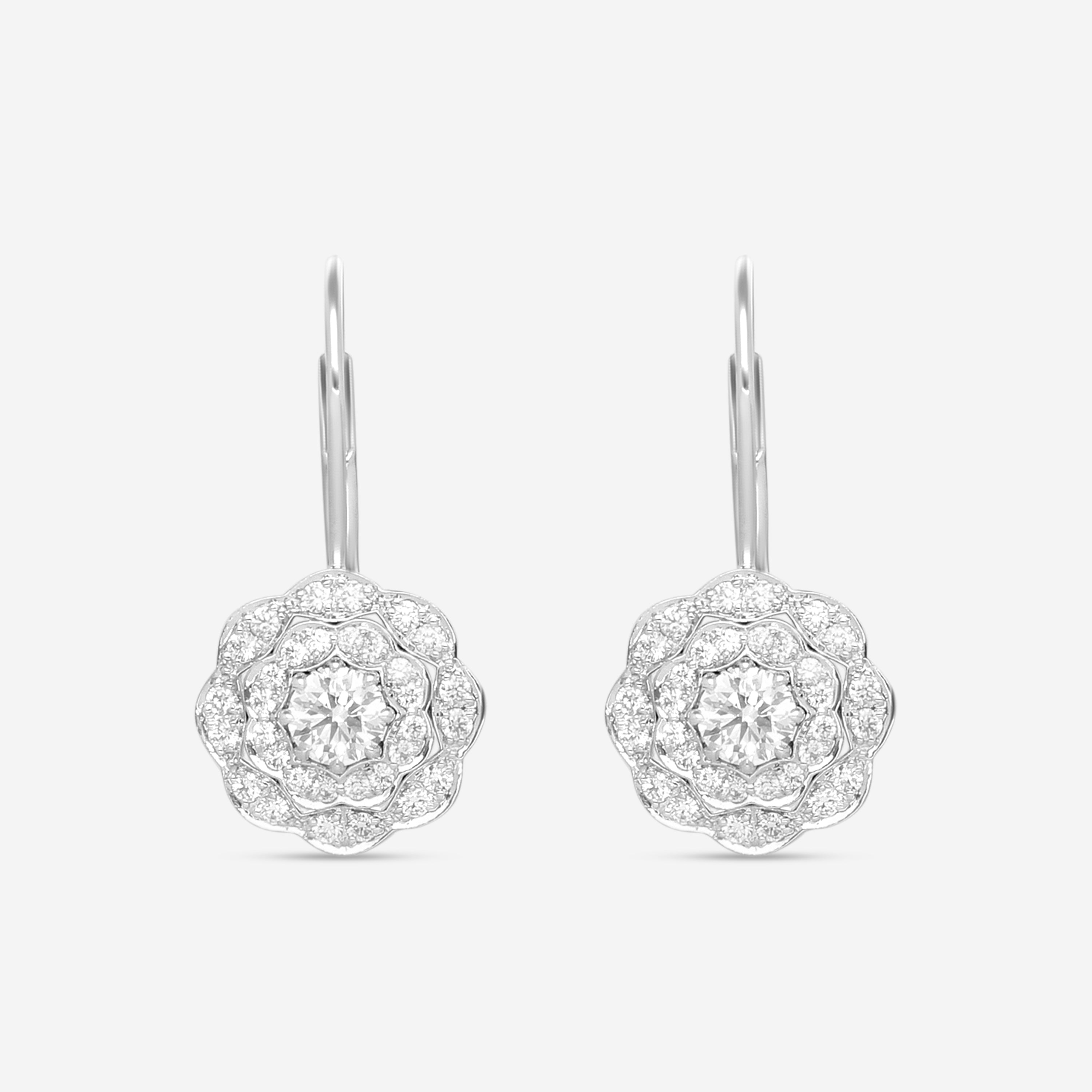 Hearts On Fire Lorelei 18K White Gold Double Halo Diamond Drop Earrings HFELORDBLDH00718W - THE SOLIST