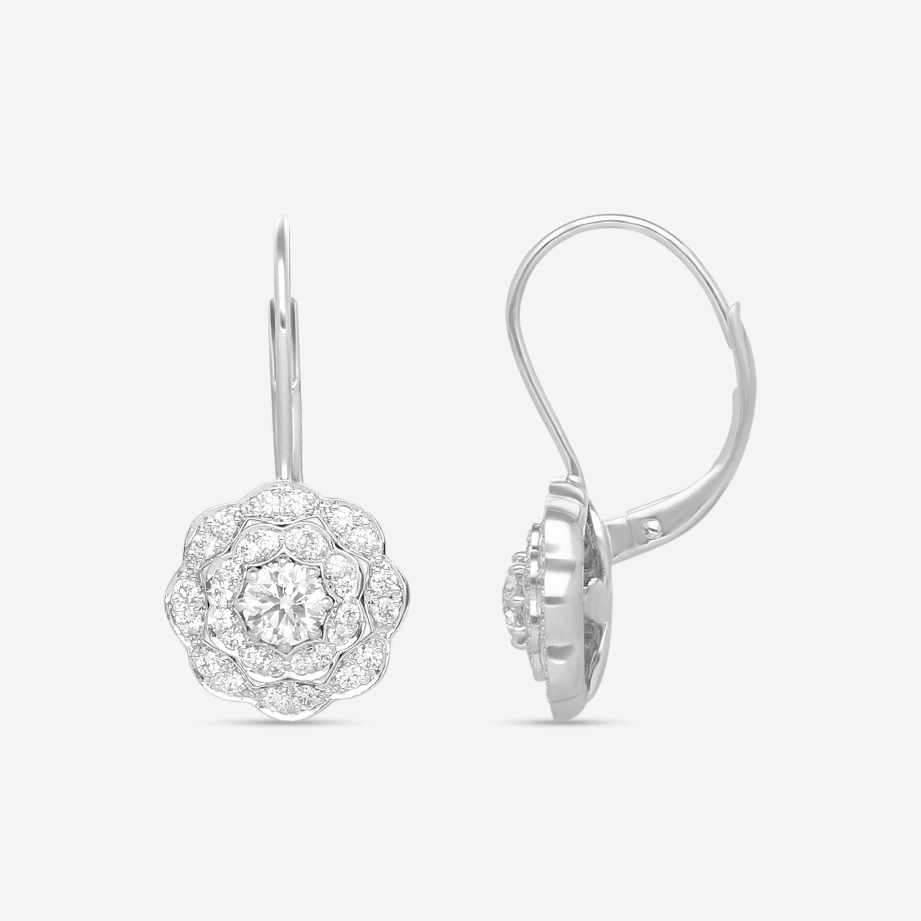 Hearts On Fire Lorelei 18K White Gold Double Halo Diamond Drop Earrings HFELORDBLDH00718W - THE SOLIST