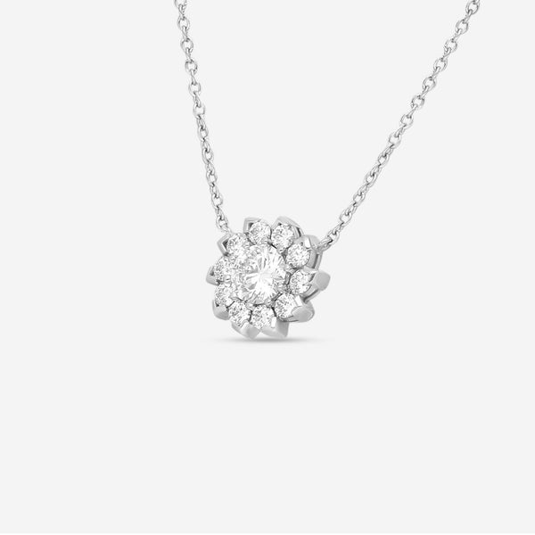 Hearts On Fire Aerial 18K White Gold Sol Halo Necklace HFNARSOL00908W - THE SOLIST