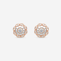 Hearts On Fire Lorelei 18K Rose Gold & Platinum Alternating Halo Stud Earrings HFELORALTH00608RP - THE SOLIST