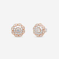 Hearts On Fire Lorelei 18K Rose Gold & Platinum Alternating Halo Stud Earrings HFELORALTH00608RP - THE SOLIST