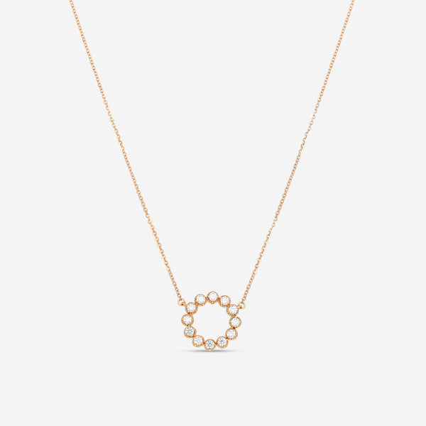 Hearts On Fire Liliana 18K Rose Gold Milgrain Diamond Circle Pendant HFPLILIANC00388R - THE SOLIST