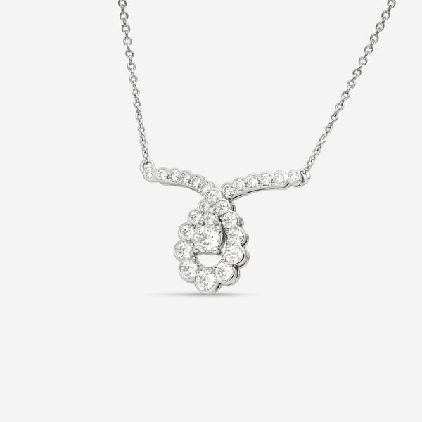 Hearts On Fire Aerial 18K White Gold Regal Scroll Drop Necklace HFNAREGDS00808W - THE SOLIST