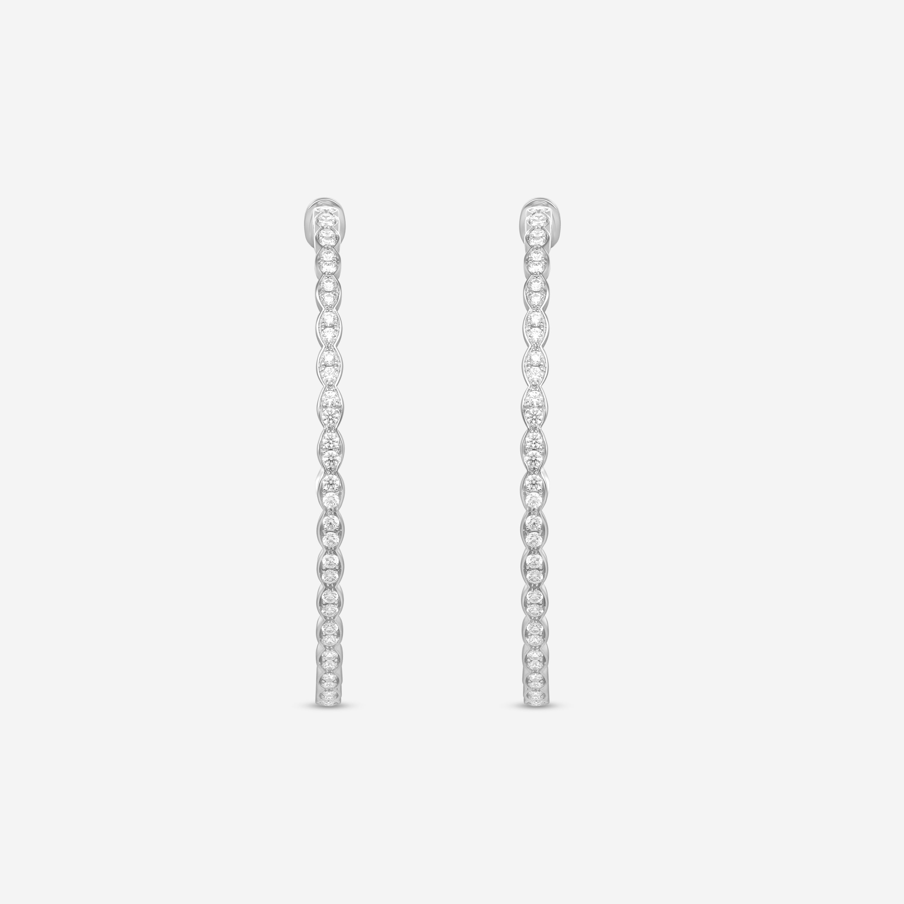 Hearts On Fire Lorelei 18K White Gold Floral Large Oval Hoop Earrings HOOPFLOVLRG-8W