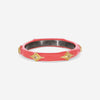 Armenta Rose World 14K Rose Gold, Grey Sterling Silver & Coral Enamel Champagne Diamond Stack Band Ring Sz. 7 15602