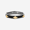 Armenta Rose World 14K Rose Gold, Grey Sterling Silver & Black Enamel White Sapphire Stack Band Ring Sz. 6.5 16141
