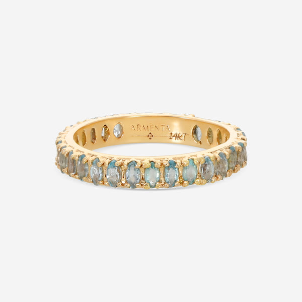 Armenta Rose World 14K Rose Gold Marquise Swiss Blue Topaz Stack Band Ring Sz. 6.5 17470 - THE SOLIST
