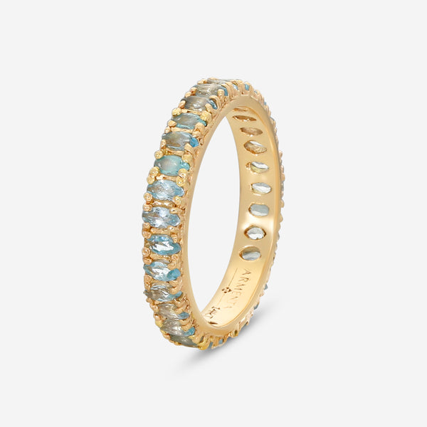 Armenta Rose World 14K Rose Gold Marquise Swiss Blue Topaz Stack Band Ring Sz. 6.5 17470 - THE SOLIST