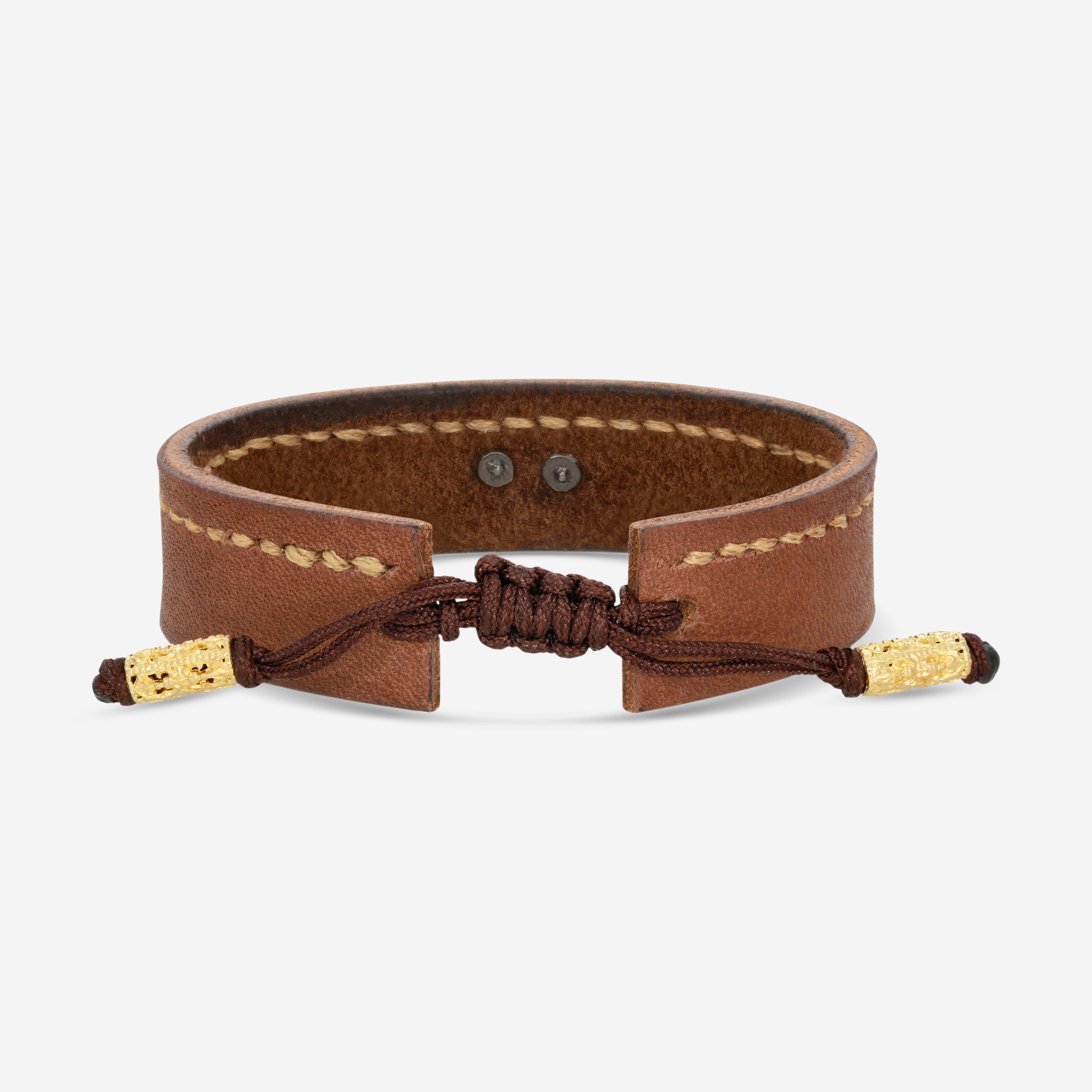 Armenta 18K Yellow Gold, Blackened Sterling Silver & Leather Champagne Diamond Bracelet 18982 - THE SOLIST