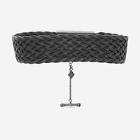 Armenta 18K Yellow Gold, Blackened Sterling Silver & Leather Black Sapphire & Champagne Diamond Bracelet 18984 - THE SOLIST