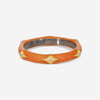 Armenta Rose World 14K Rose Gold & Grey Sterling Silver Orange Enamel & Champagne Diamond Stack Band Ring Sz. 6.5 18991