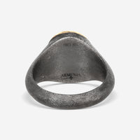 Armenta 18K Yellow Gold & Blackened Sterling Silver Turkish Chalcedony & Champagne Diamond Men's Ring Sz. 10 20696
