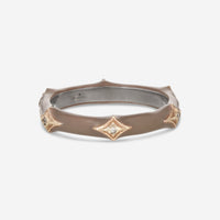 Armenta 14K Rose Gold, Blackened Sterling Silver & Enamel Champagne Diamond Stack Band Ring Sz. 5.5 21286