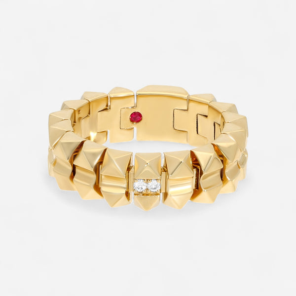 Roberto Coin Obelisco 18K Yellow Gold Diamond Flexible Band Ring Sz. 6 8883017AY60X