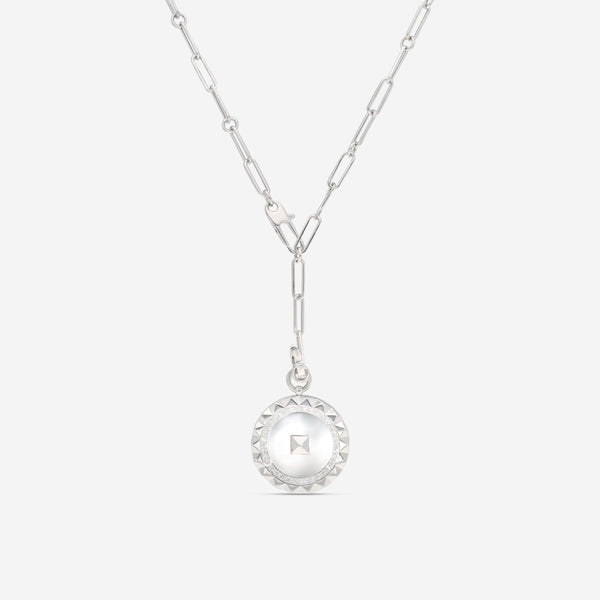 Roberto Coin Obelisco 18K White Gold Diamond Medallion Pendant Necklace 8883121AW19X