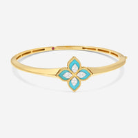 Roberto Coin Venetian Princess 18K Yellow & White Gold Turquoise and Diamond Bangle Bracelet 8883235AJBAXT - THE SOLIST