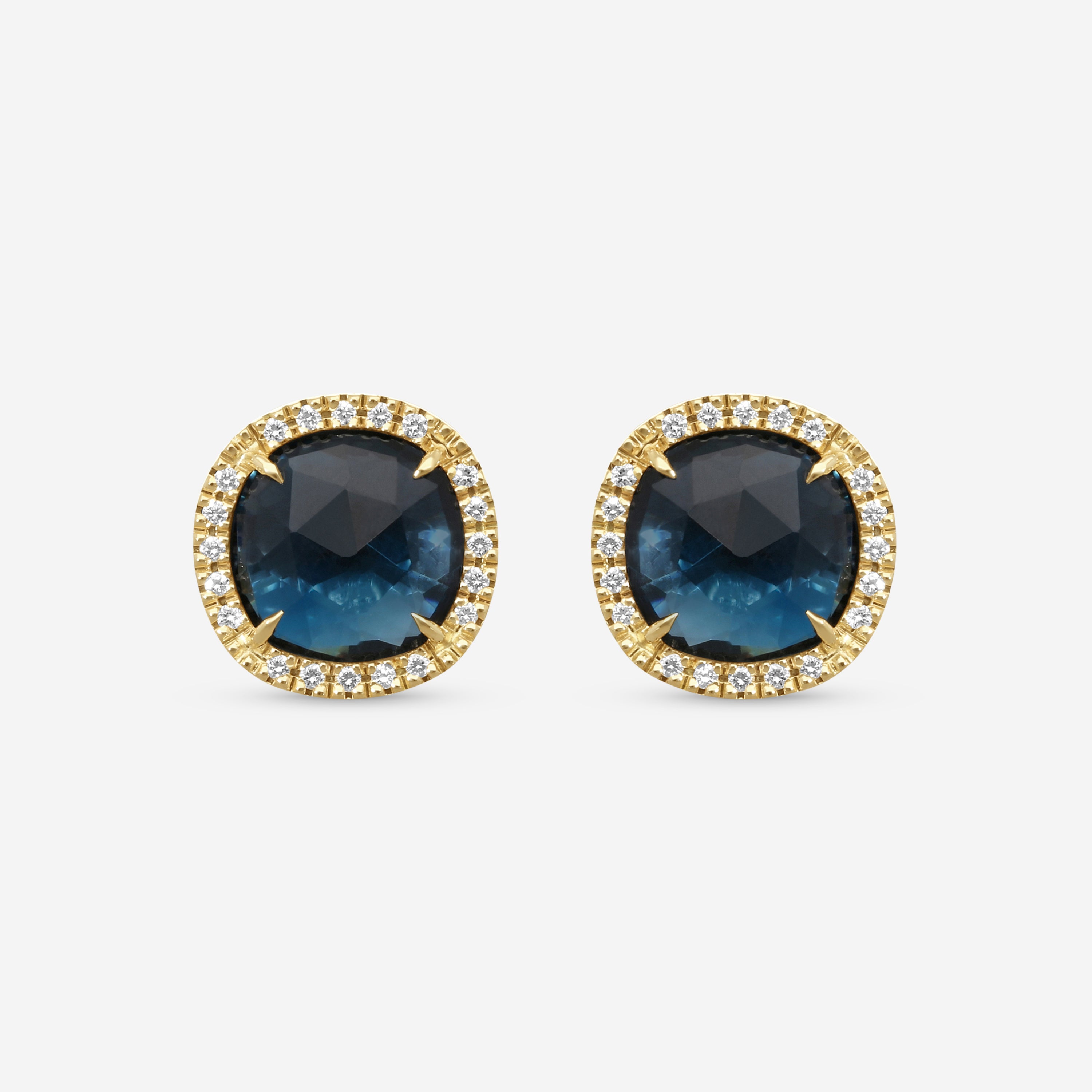 Marco Bicego Jaipur 18K Yellow Gold Diamond & Blue Topaz Stud Earrings OB1626-B_TPL01_Y_02