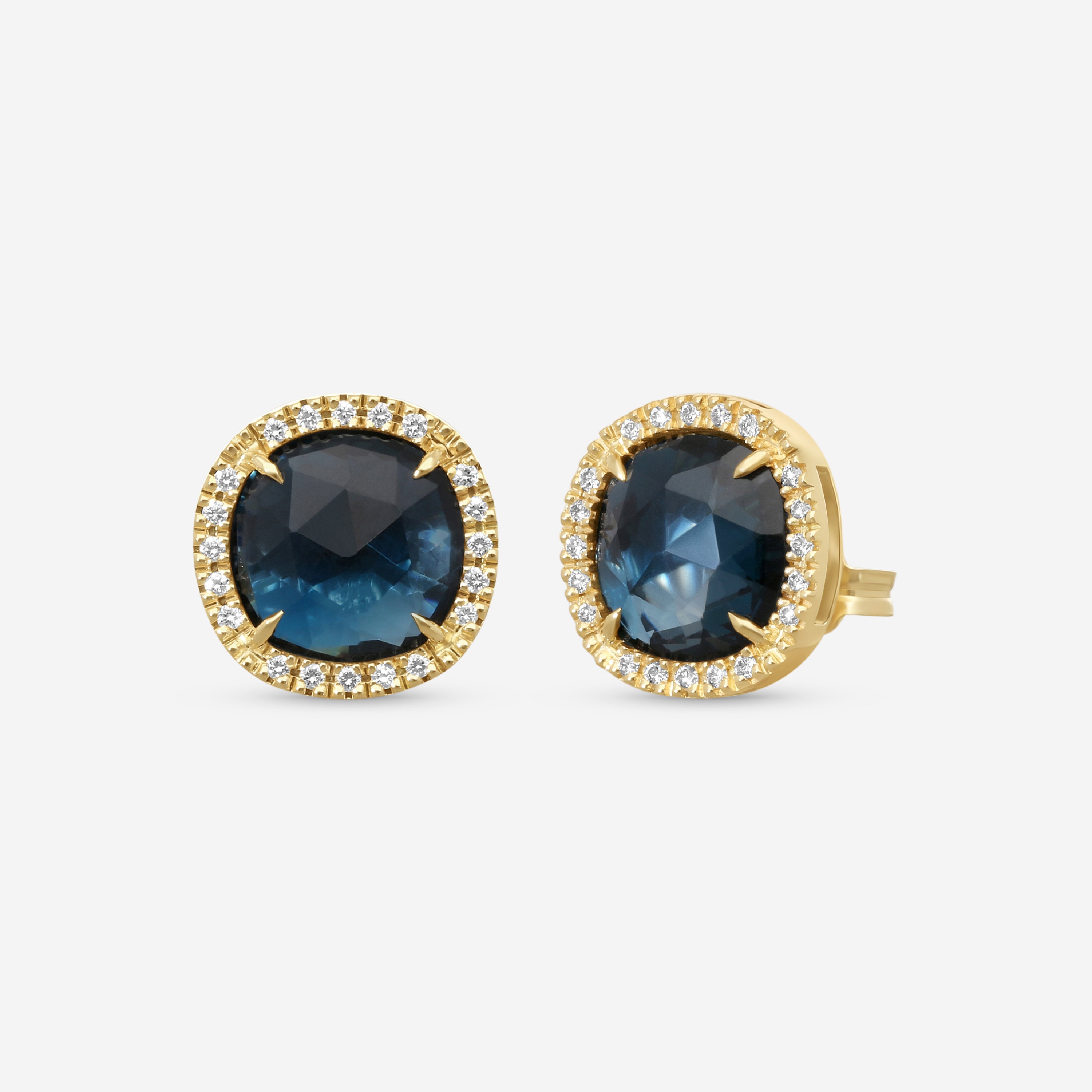 Marco Bicego Jaipur 18K Yellow Gold Diamond & Blue Topaz Stud Earrings OB1626-B_TPL01_Y_02