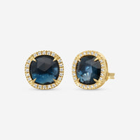 Marco Bicego Jaipur 18K Yellow Gold Diamond & Blue Topaz Stud Earrings OB1626-B_TPL01_Y_02