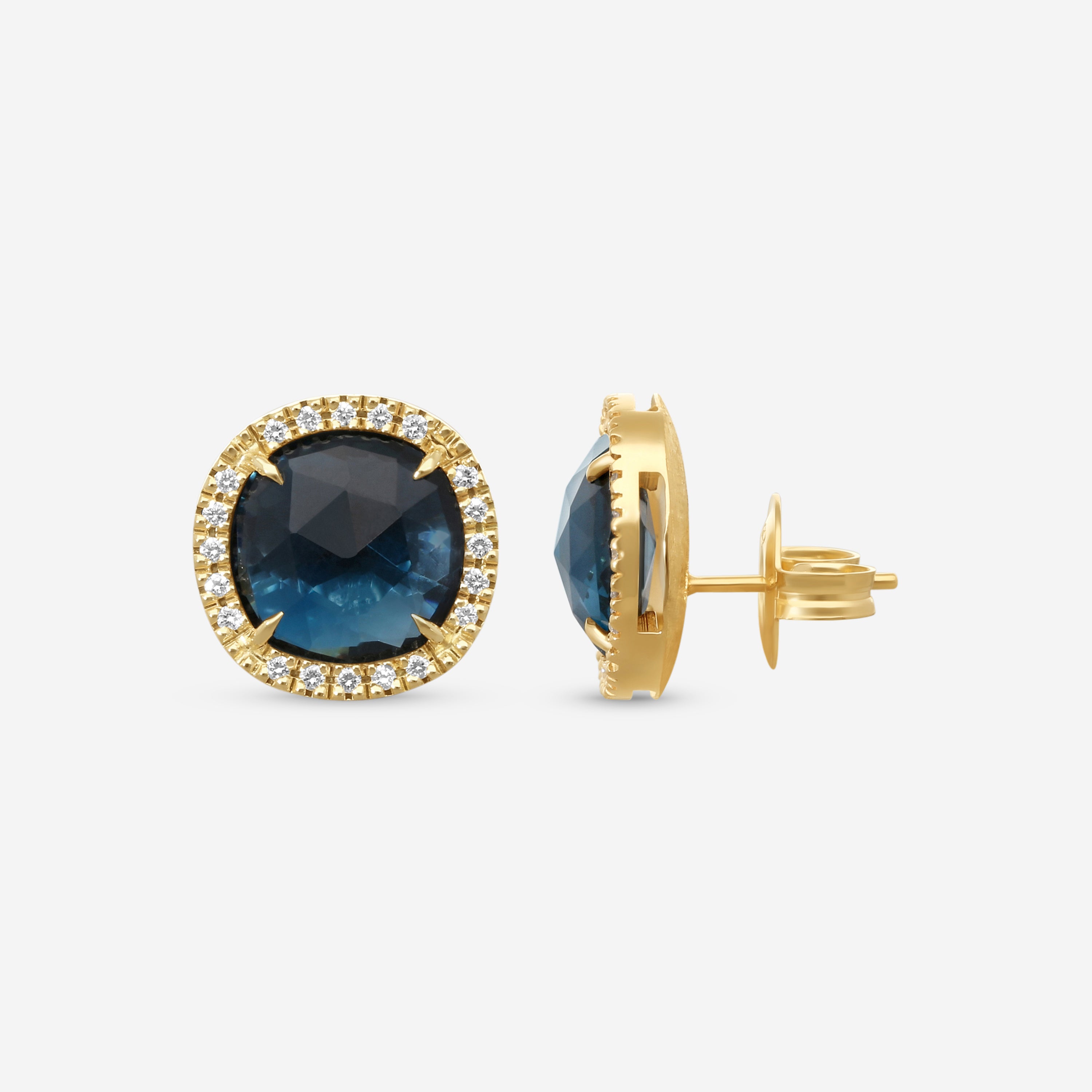 Marco Bicego Jaipur 18K Yellow Gold Diamond & Blue Topaz Stud Earrings OB1626-B_TPL01_Y_02