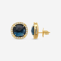 Marco Bicego Jaipur 18K Yellow Gold Diamond & Blue Topaz Stud Earrings OB1626-B_TPL01_Y_02