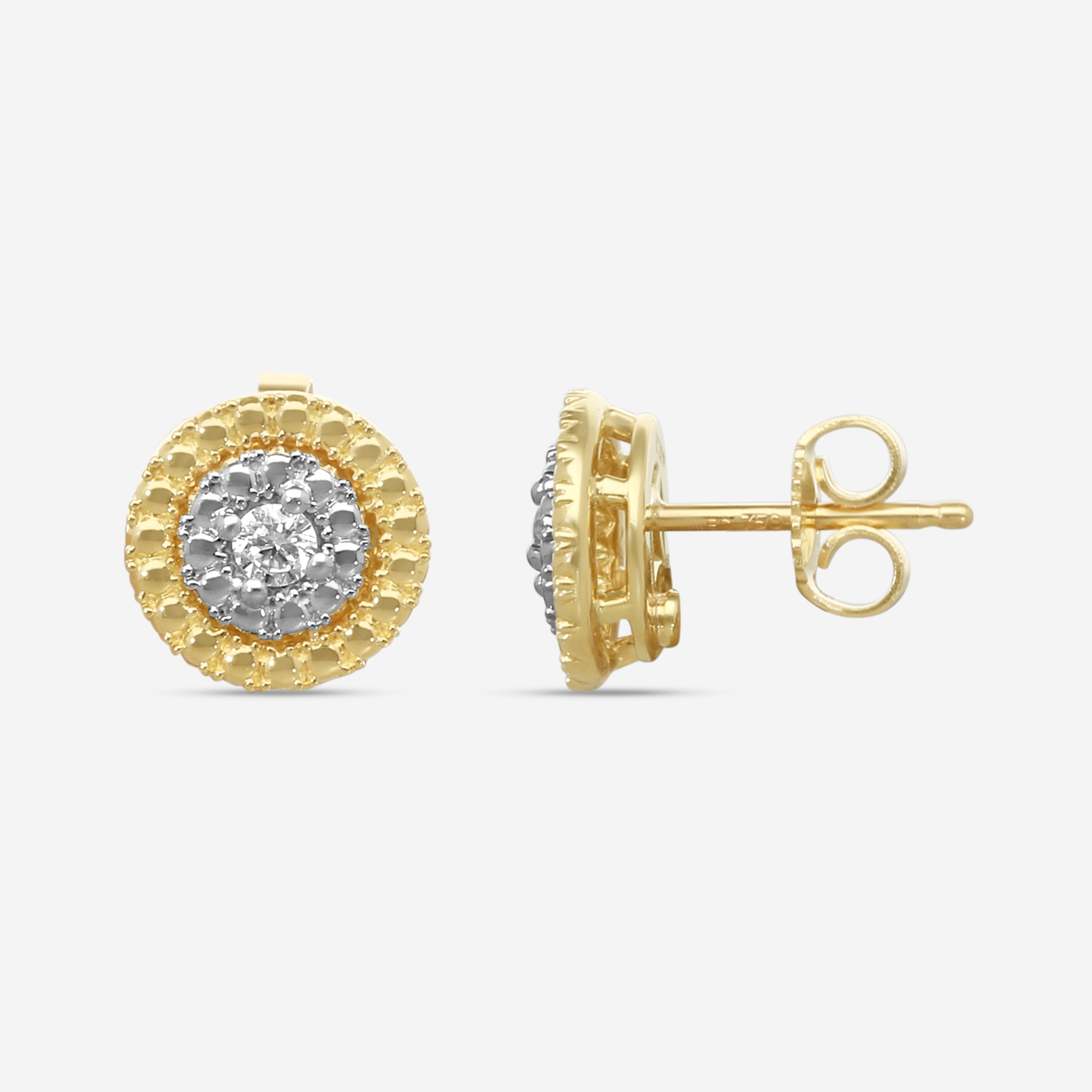 Roberto Coin Siena 18K Yellow & White Gold Diamond Stud Earrings 111476AJERX0 - THE SOLIST