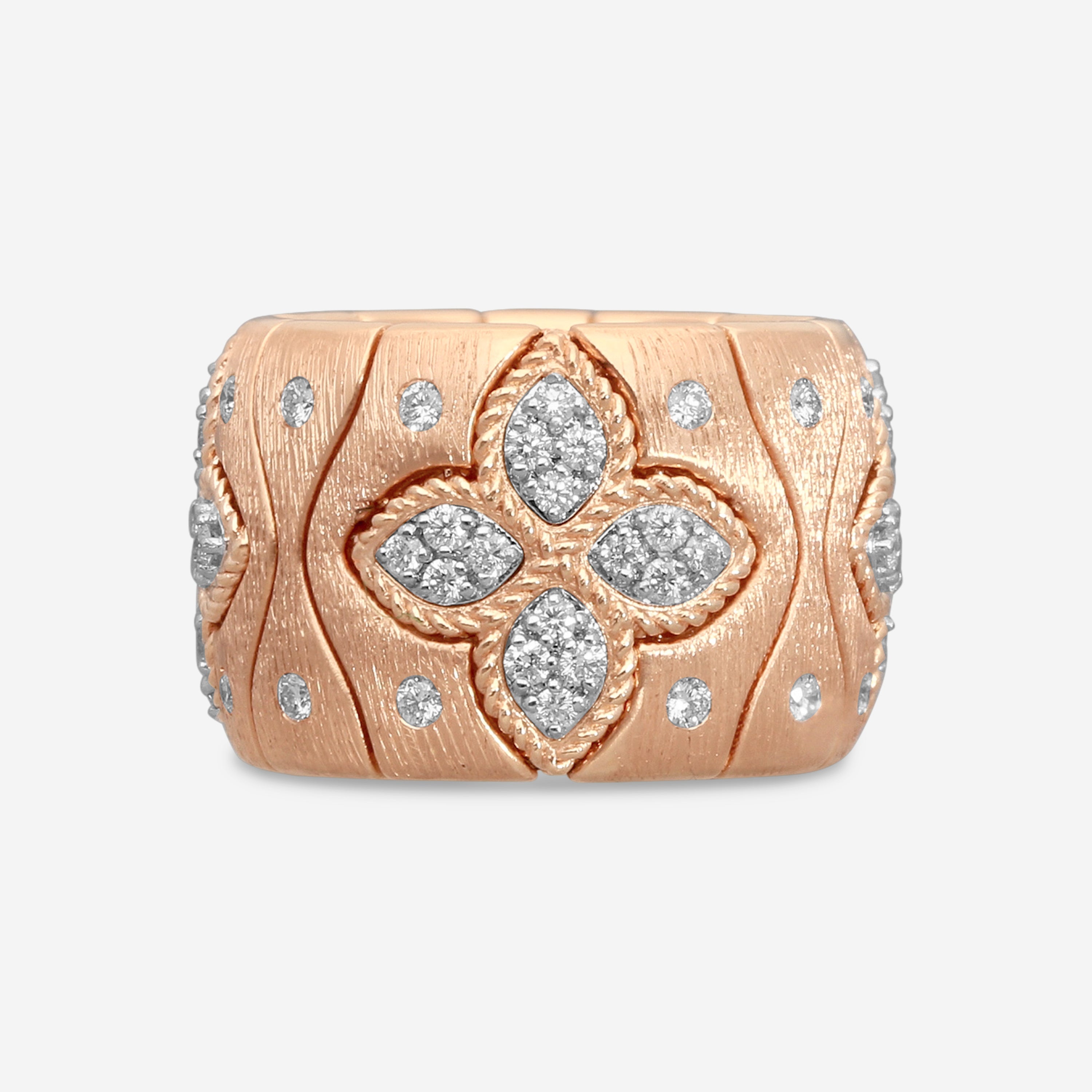 Roberto Coin Royal Princess 18K Rose & White Gold Diamond Ring Sz. 5 7772982AH50X