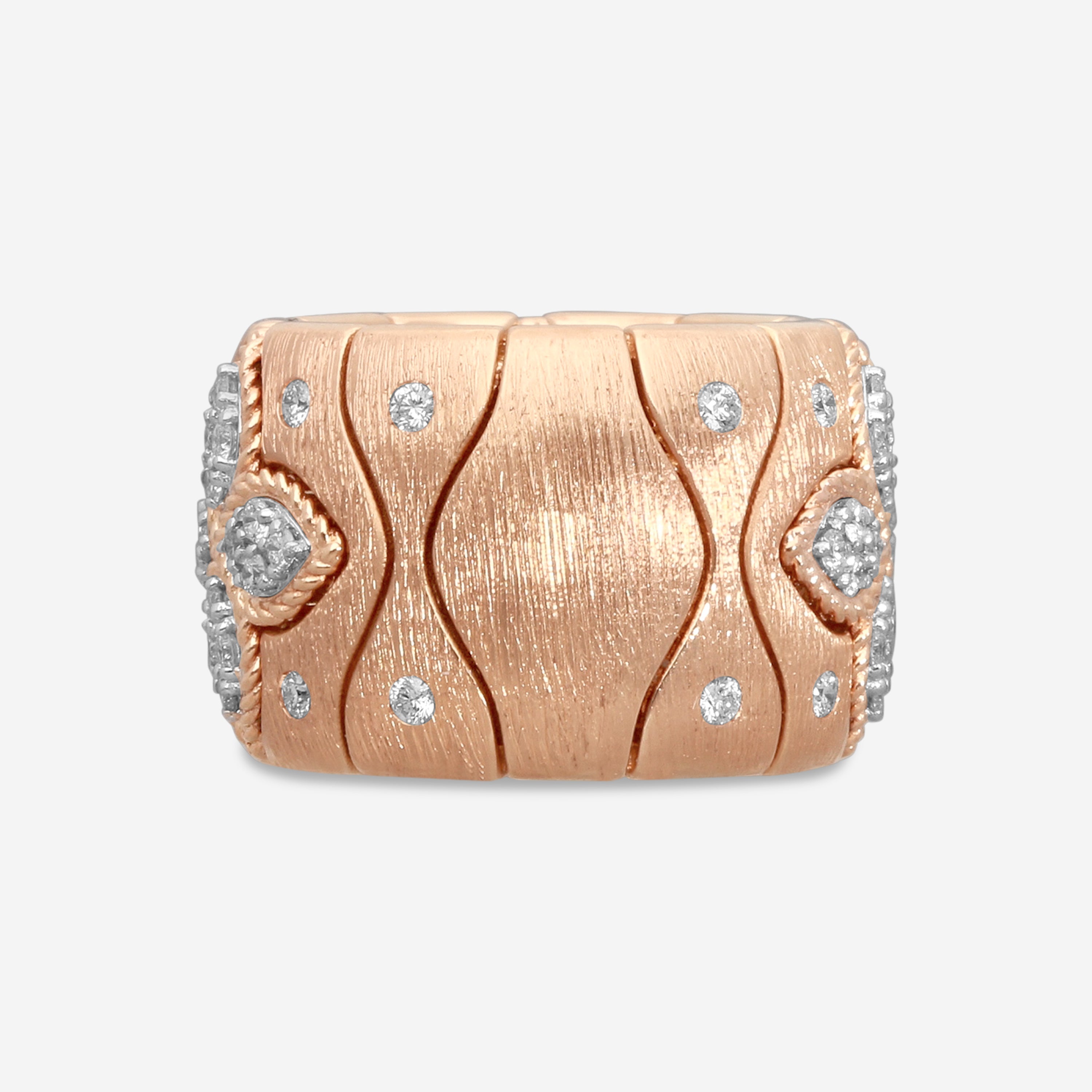 Roberto Coin Royal Princess 18K Rose & White Gold Diamond Ring Sz. 5 7772982AH50X