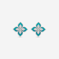 Roberto Coin 18K White Gold Diamond and Turquoise Stud Earrings 8882784AWERXT