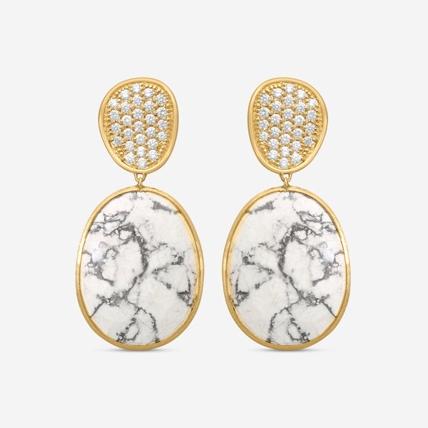 Marco Bicego Lunaria 18K Yellow Gold Diamond & Howlite Drop Earrings OB1404-B_HO01_Y_02