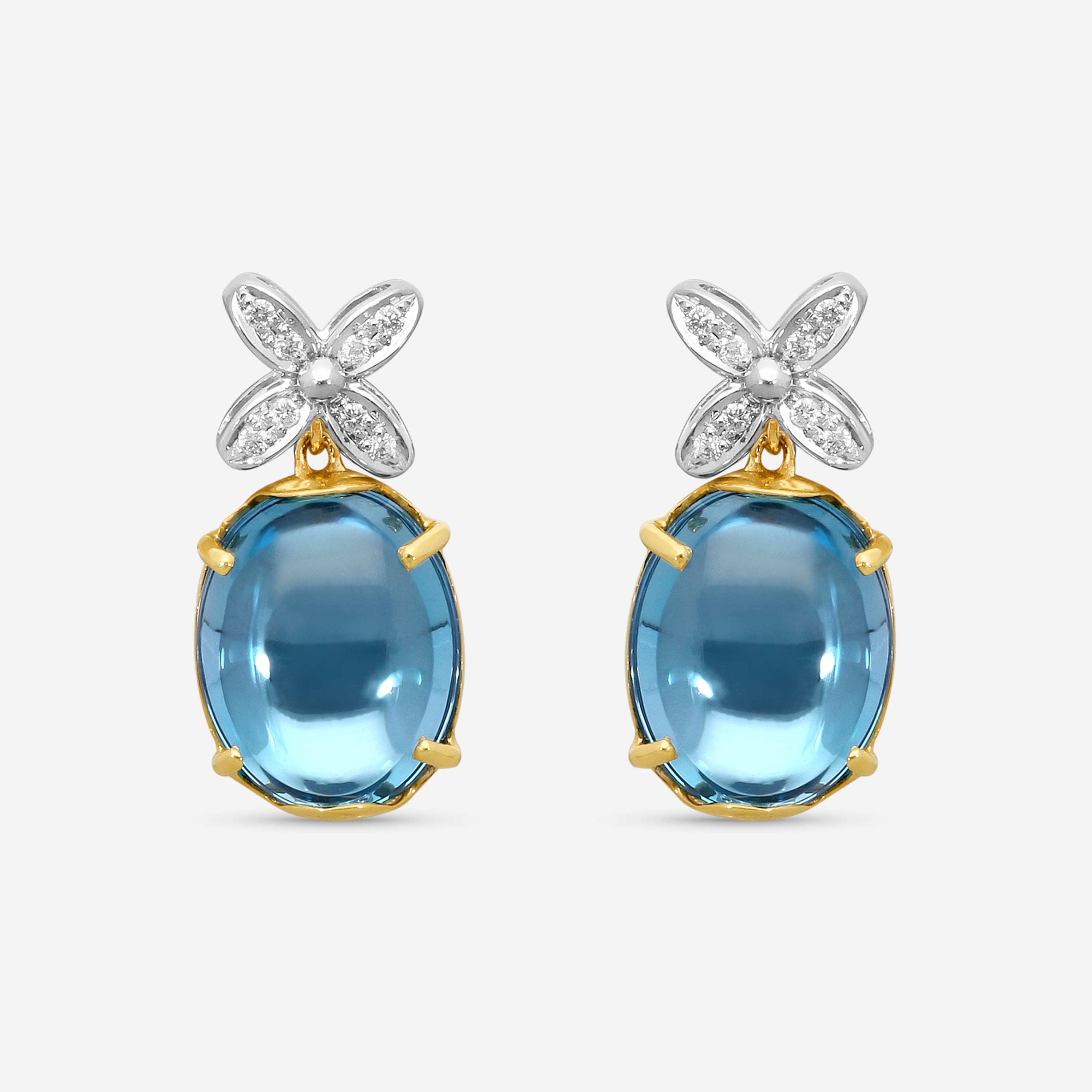 Marco Bicego Marrakech Onde 18K Yellow & White Gold Diamond & Topaz Drop Earrings OG394-B3_TP01_YW_M5