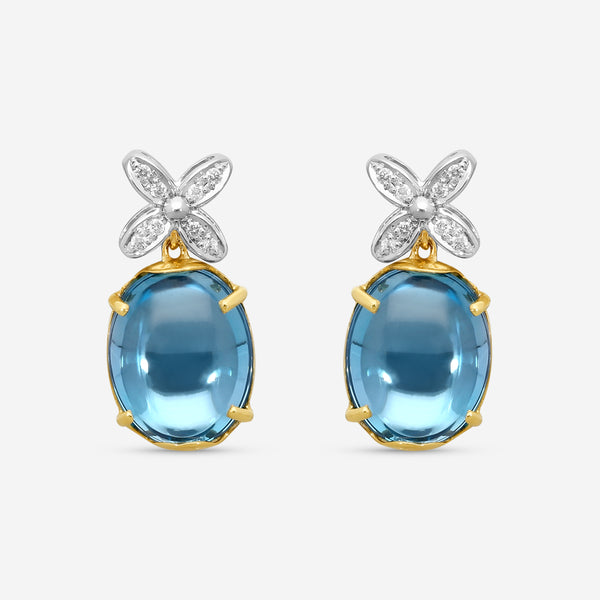 Marco Bicego Marrakech Onde 18K Yellow & White Gold Diamond & Topaz Drop Earrings OG394-B3_TP01_YW_M5