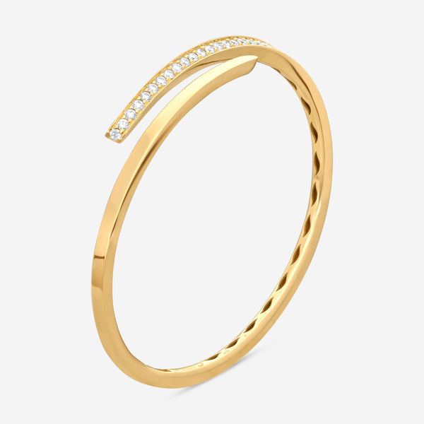 Crivelli 18K Yellow Gold Diamond Open Bangle Bracelet B0254E-6.5