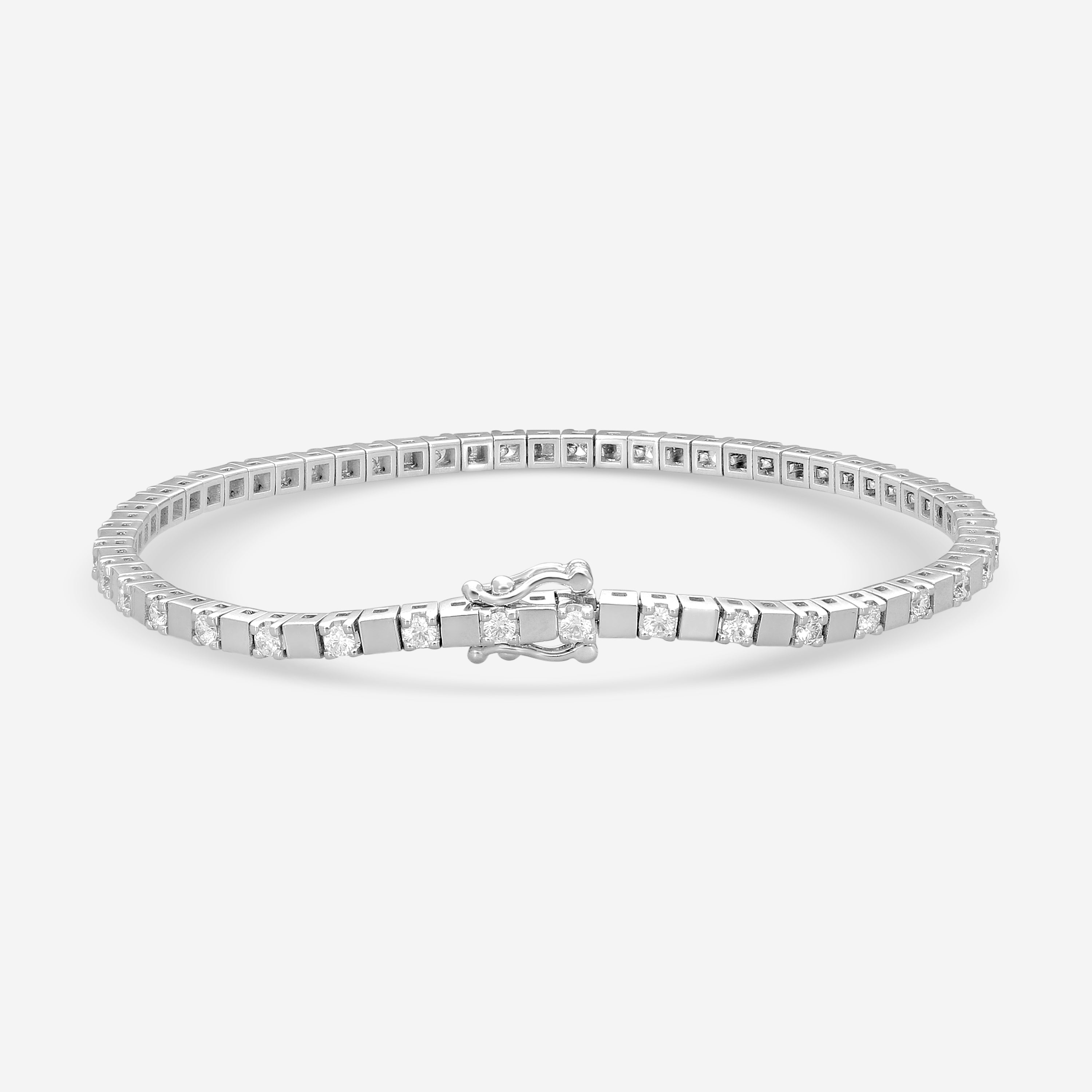 Crivelli 18K White Gold Diamond Alternating Line Tennis Bracelet B0319E-7 - THE SOLIST