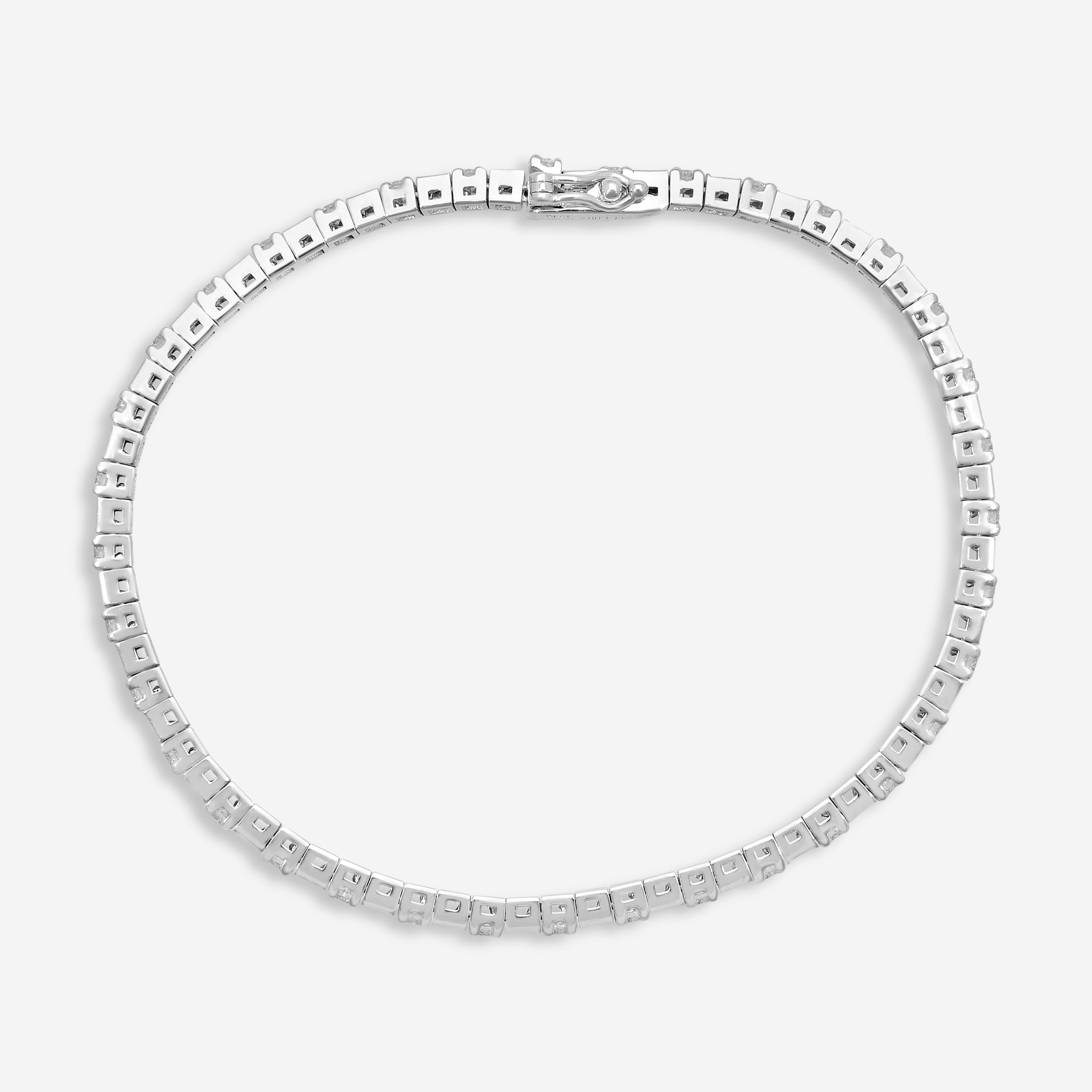 Crivelli 18K White Gold Diamond Alternating Line Tennis Bracelet B0319E-7 - THE SOLIST