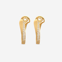 Crivelli 18K Yellow Gold Diamond Curved Hoop Earrings E0186E - THE SOLIST