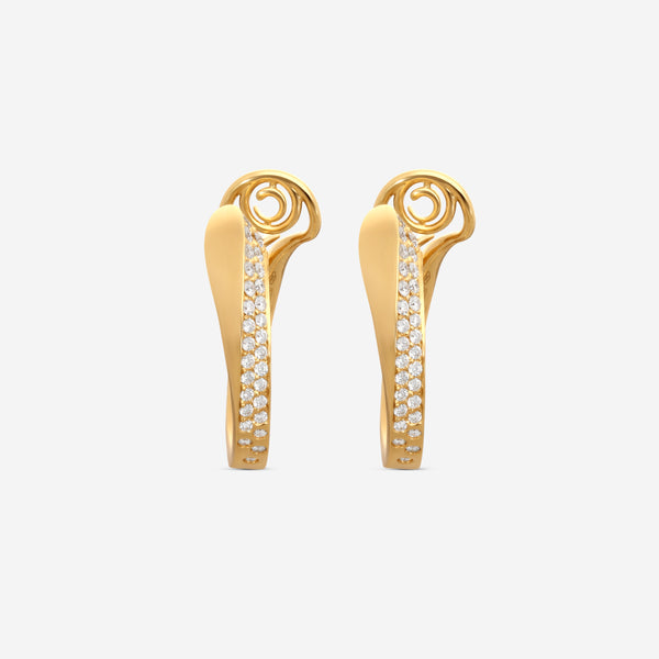 Crivelli 18K Yellow Gold Diamond Curved Hoop Earrings E0186E