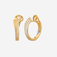 Crivelli 18K Yellow Gold Diamond Curved Hoop Earrings E0186E - THE SOLIST