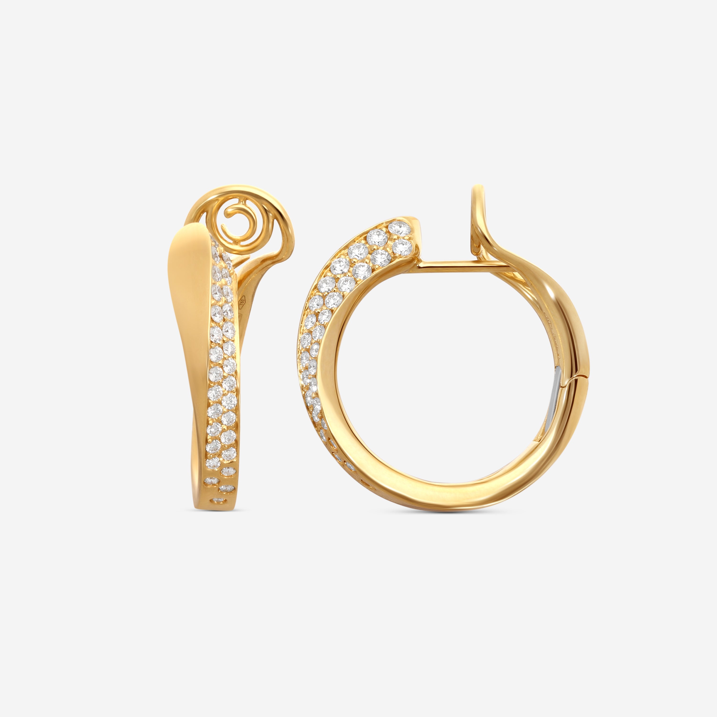 Crivelli 18K Yellow Gold Diamond Curved Hoop Earrings E0186E - THE SOLIST